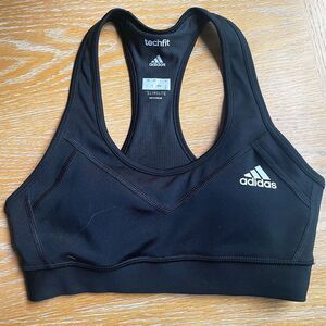 Adidas Women's Sports Bra Sz S Black Climalite TechFit Print Back Includes Pads